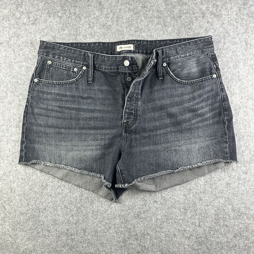 Madewell Relaxed Cutoff Denim Jean Shorts Womens 34 Black Wash Button Fly 4"